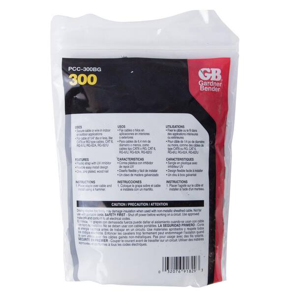 Cable Staples Fasteners 1/4 Rg6 Rg59 Gardner Bender PCC300M Coaxial