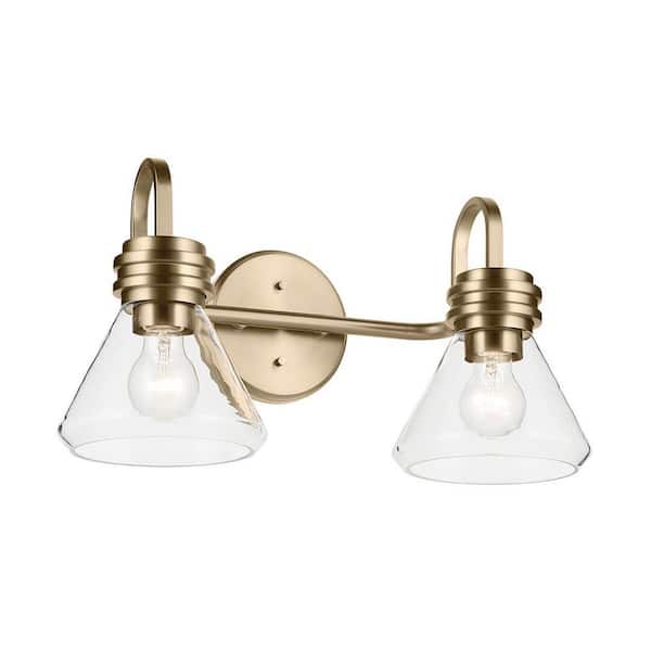 Farum 19.25 in. 2-Light Vanity Light with Clear Glass in Champagne Bronze