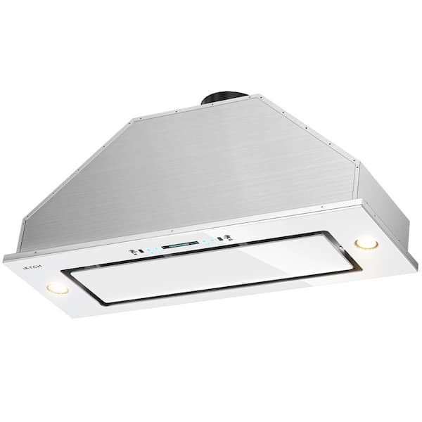 Blomed 28 in. 900 CFM Convertible Insert Range Hood in Stainless Steel and White Glass with LED Lights