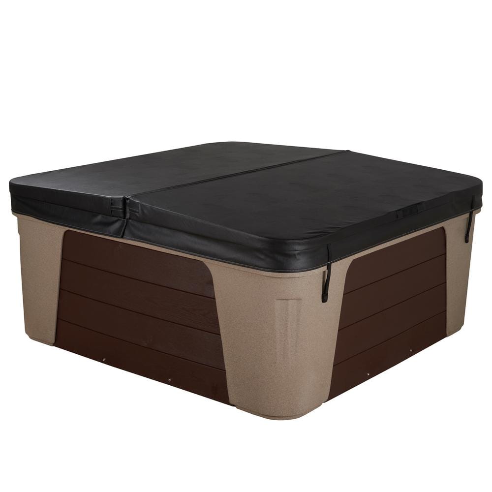 Cobblestone and Brown Square 6-Person Polyethylene Hot Tub