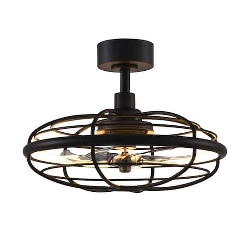 21 in. Indoor Black Small Farmhouse Ceiling Fans with Adjustable White Integrated LED with Downrod and Remote Included Lighting