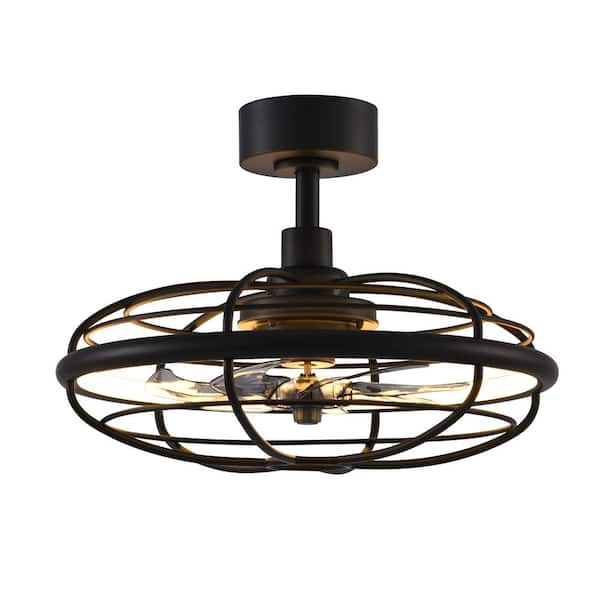Lamober 21 in. Indoor Black Small Farmhouse Ceiling Fans with Adjustable White Integrated LED with Downrod and Remote Included