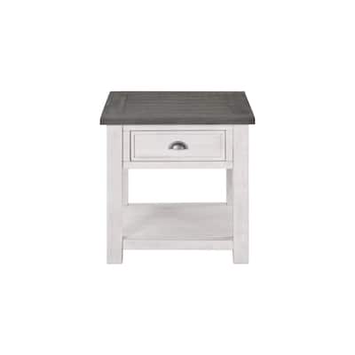 24 in. H White and Greay Monterey End Table