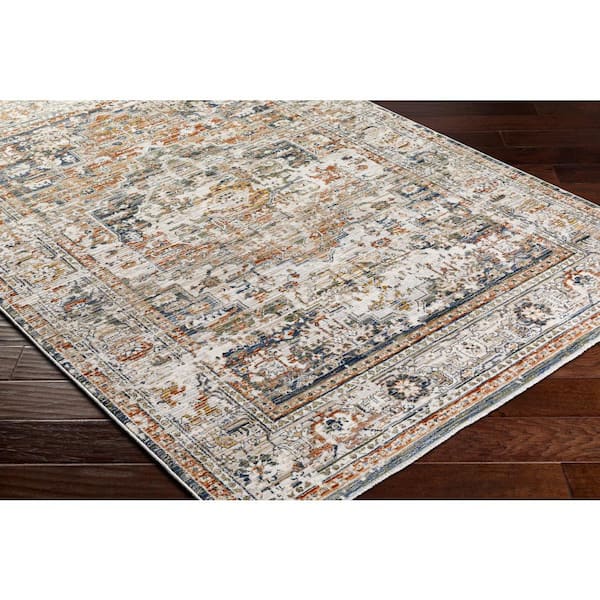 Edmonton Gray/Orange Medallion 9 ft. x 12 ft. Indoor Area Rug