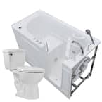 60 in. Walk-In Air Bath Tub in White with 1.28 GPF Single Flush Toilet