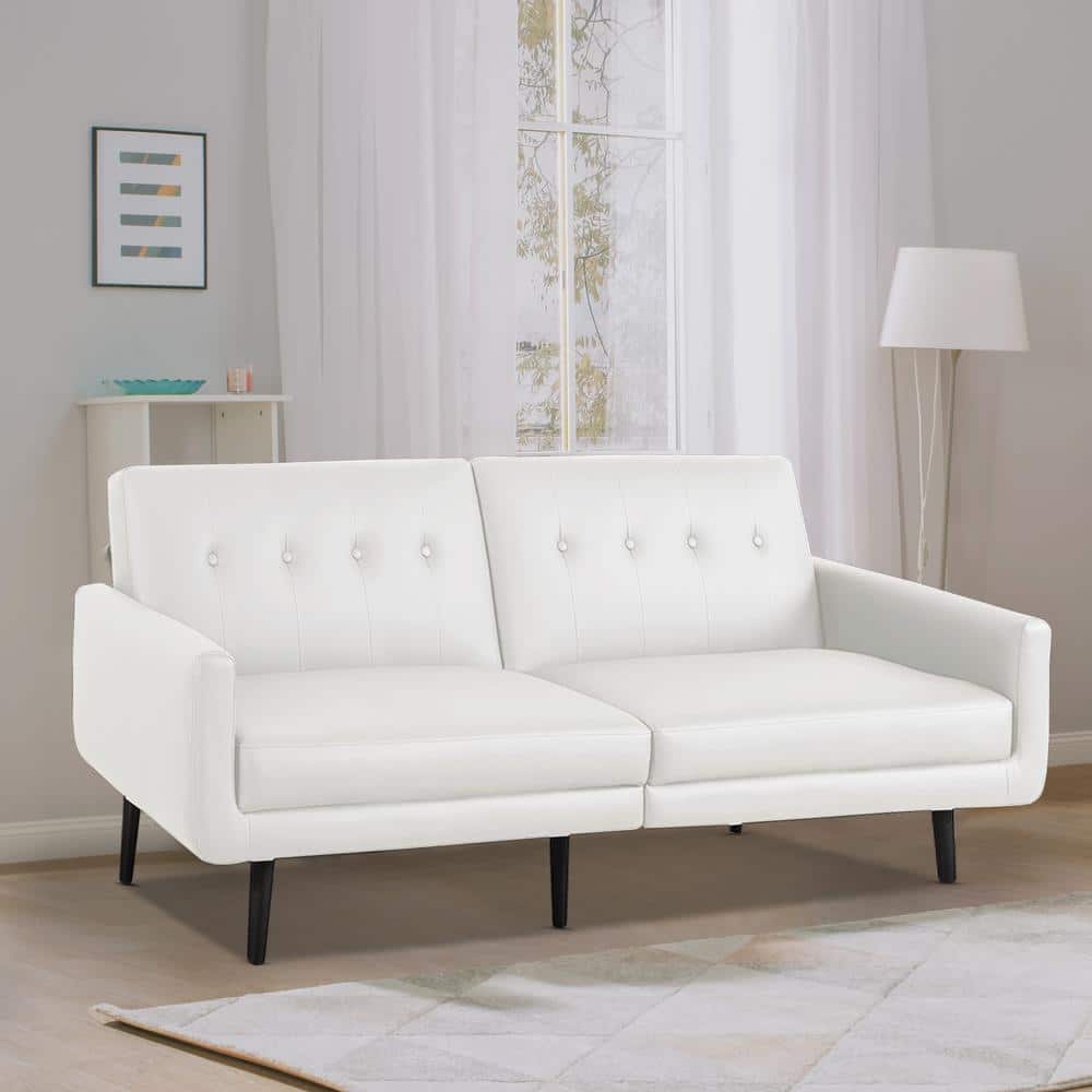 White leather futon sofa discount