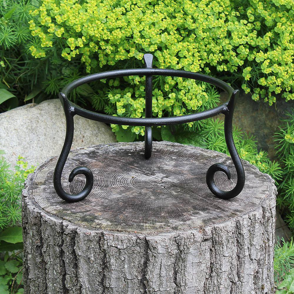 Black Powder Coat Short Plant Stand with Curling Feet