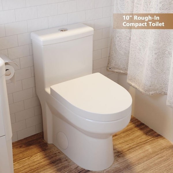 Liberty 10 in. Rough In 1-Piece 1.1/1.6 GPF Dual Flush Round Toilet in White Seat Included