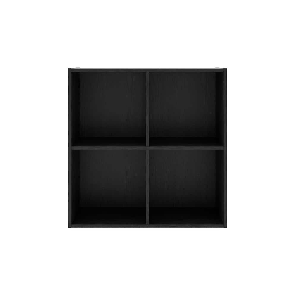 Black 24-Inch Stackable MDF Wood 4-Cube Bookcase