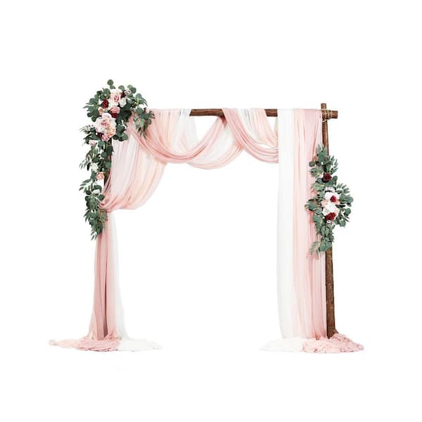 Artificial Wedding Arch Flowers Kit, Pink Arch Flowers with Drapes Kit (Pack of 5)-2 Pcs Floral Arrangement, 2025 update