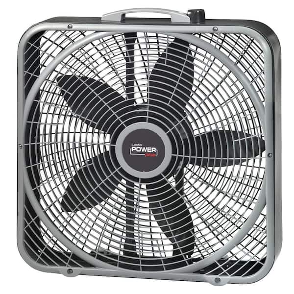 Lasko Power Plus 20 Speed Box Fan for Home in Gray with