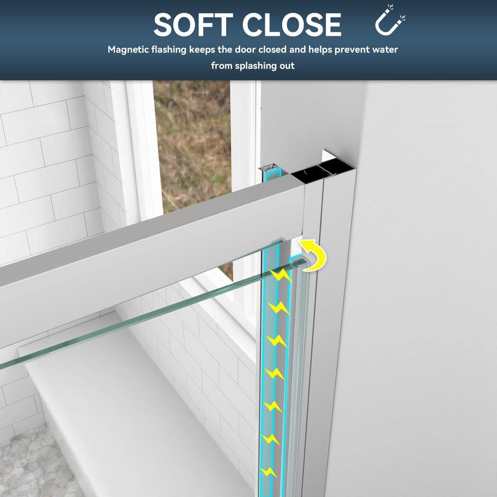 30" x 72" Chrome Framed Pivot Shower Door with Clear Glass