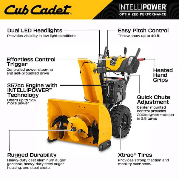 3X 28 in. 357cc IntelliPower Three-Stage Electric Start Gas Snow Blower with Heated Grips and Steel Chute