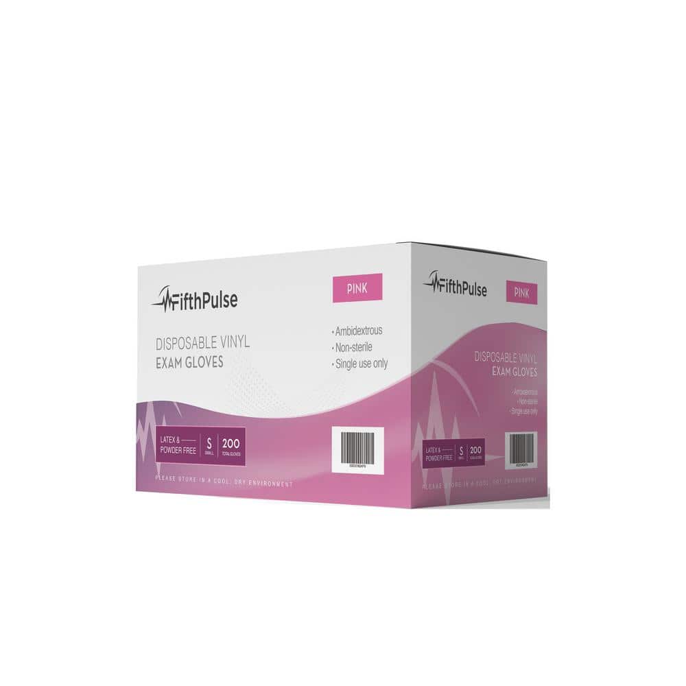 Small-Vinyl Powder Free-Medical Examination Disposable Gloves in Pink (200-