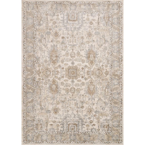 LOLOI II Teagan Ivory/Sand 1 ft. 6 in. x 1 ft. 6 in. Sample Traditional Area Rug