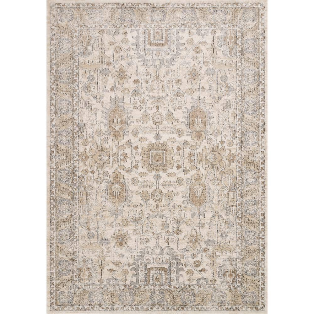 Ivory and Sand Synthetic Runner Rug, 2'-8" x 10'-6"