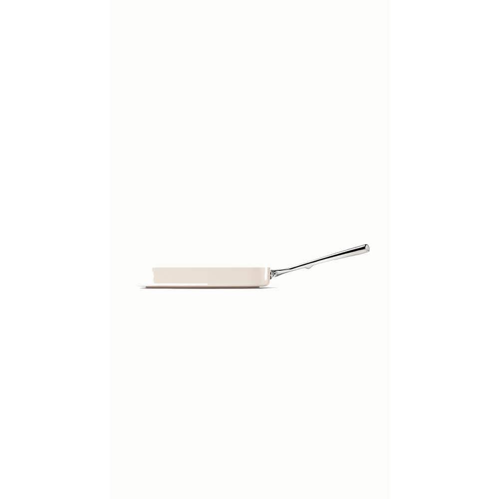 Cream Ceramic Nonstick 11" Square Grill Pan with Stainless Steel Handle