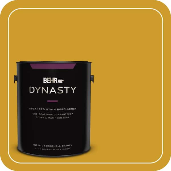BEHR DYNASTY 1 gal. #T16-09 Citronne Eggshell Enamel Interior Stain-Blocking Paint & Primer