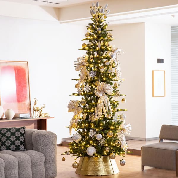 25.75 in. D Gold Metal Glitter Tree Collar