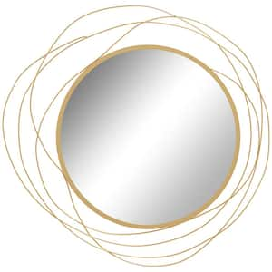 25.6 in. W x 25.6 in. H Round Metal Gold Mirror