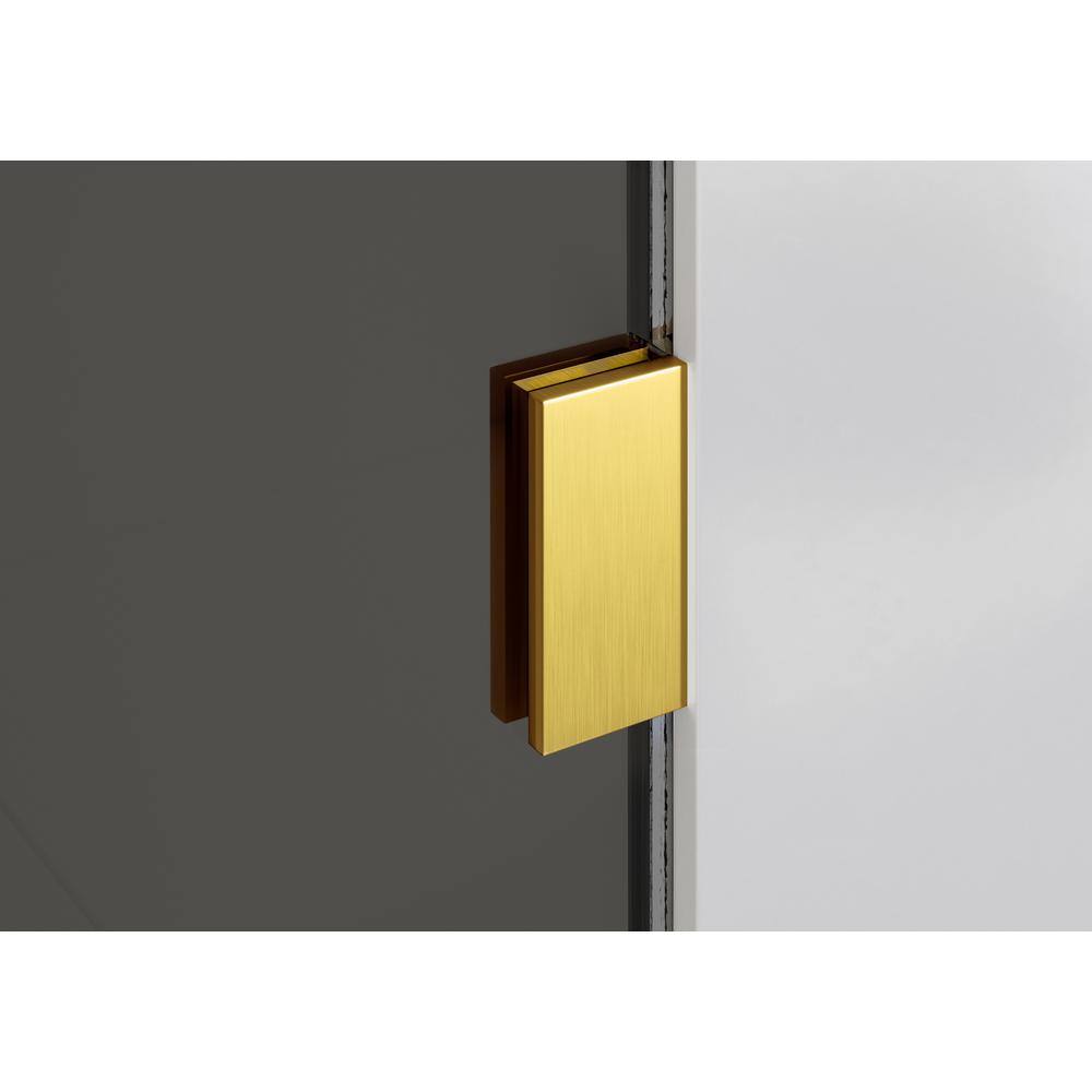 Ursa Frameless Gray Tinted Glass Bath Panel with Satin Brass Hardware
