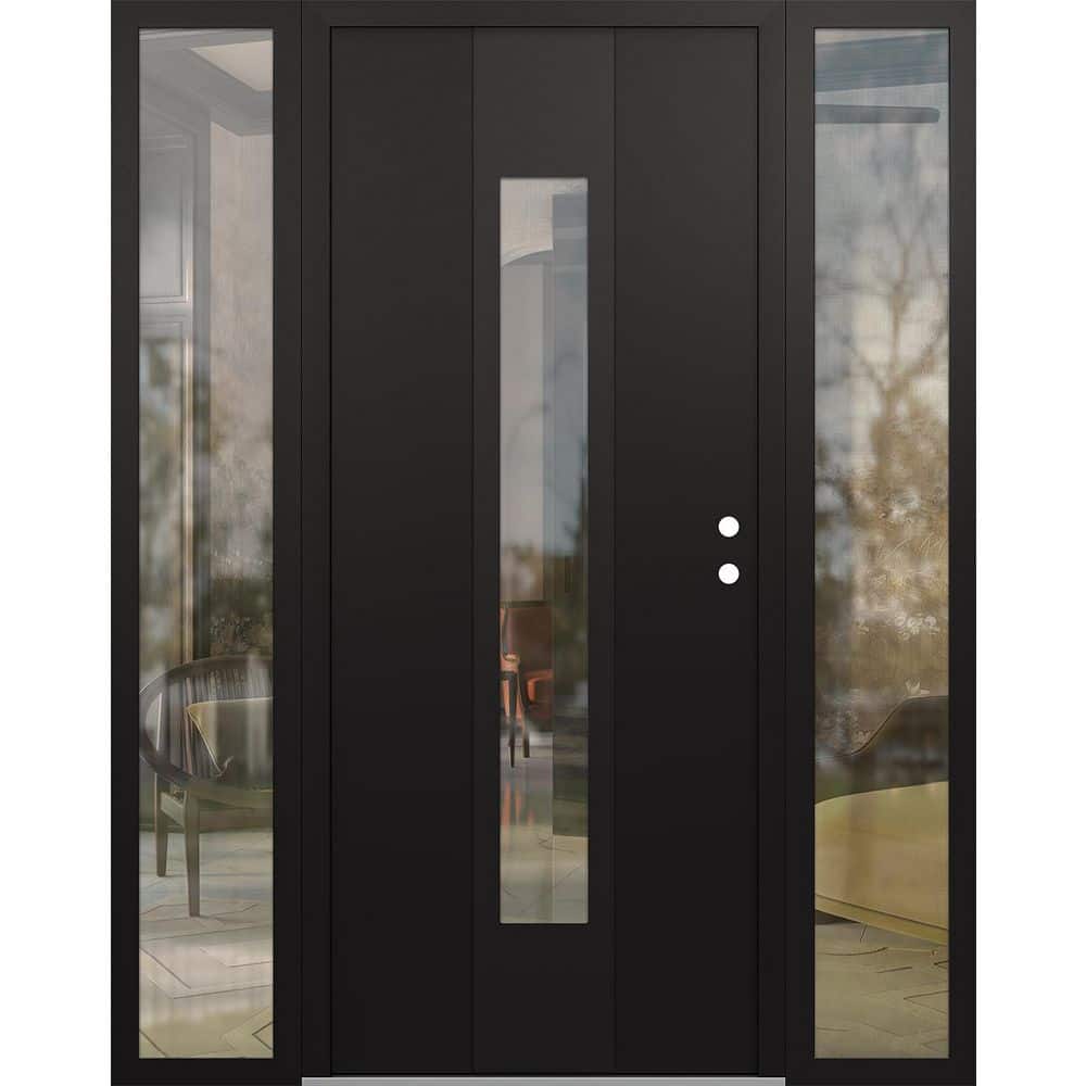 A1 64 in. x 80 in. Panel Black Left-Hand/Inswing Clear Glass Black/Black 2 Sidelite Steel Prehung Front Door price history on PriceWatchPro