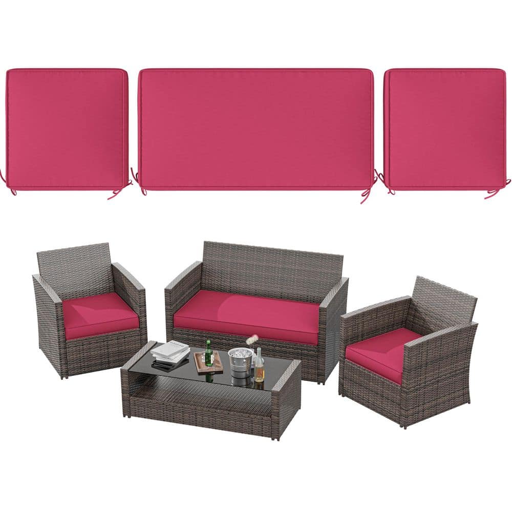 36 in. x 18 in. (3-Piece) Outdoor Patio Replacement Seat Cushions Fit for Loveseat Lounge Chair Furniture Barbie Pink price history on PriceWatchPro