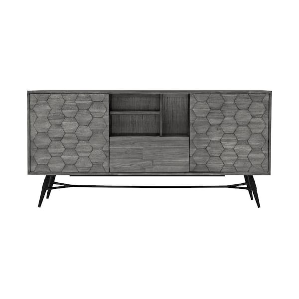 Unbranded Gray Wooden 61 in. Cabinet Buffet Sideboard Console with 2-Cabinets