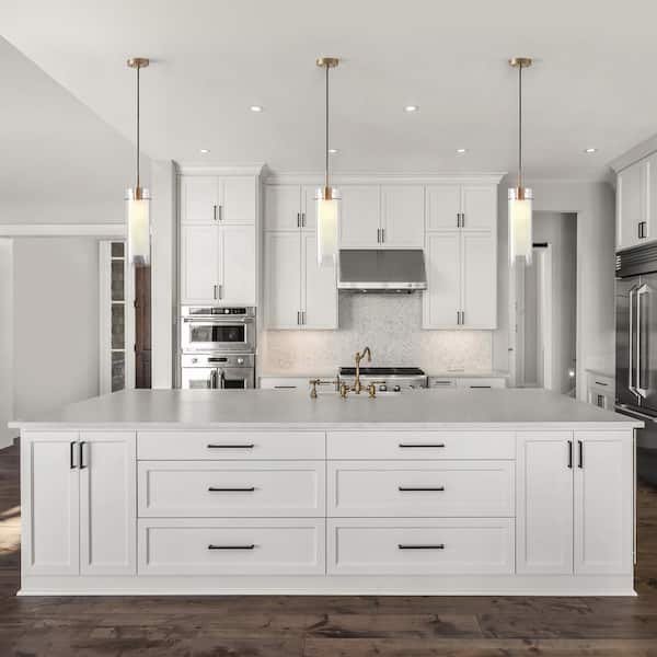 Sydney 1-Light Matte Brass Pendant Light with Clear Glass Outer Shade and Frosted Glass Insert