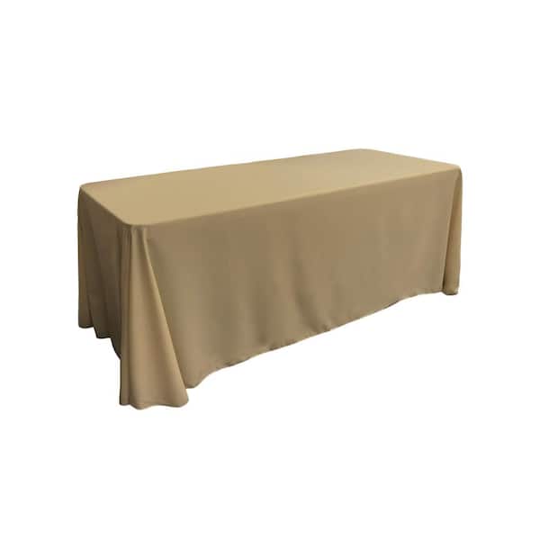 LA Linen 90 in. x 156 in. Taupe Polyester Poplin Rectangular Tablecloth