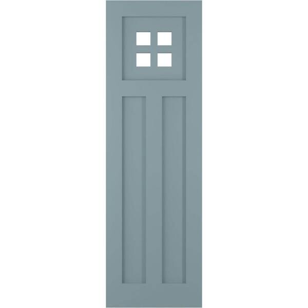 Ekena Millwork 15 in. x 64 in. True Fit PVC San Antonio Mission Style Fixed Mount Flat Panel Shutters Pair in Peaceful Blue