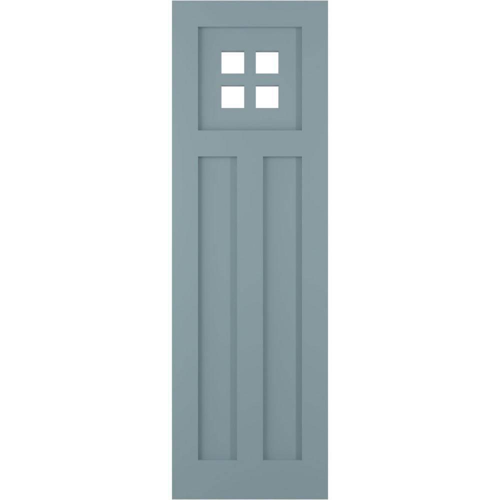 True Fit 18 in. x 40 in. PVC San Antonio Mission Style Fixed Mount Flat Panel Shutters Pair in Peaceful Blue price history on PriceWatchPro