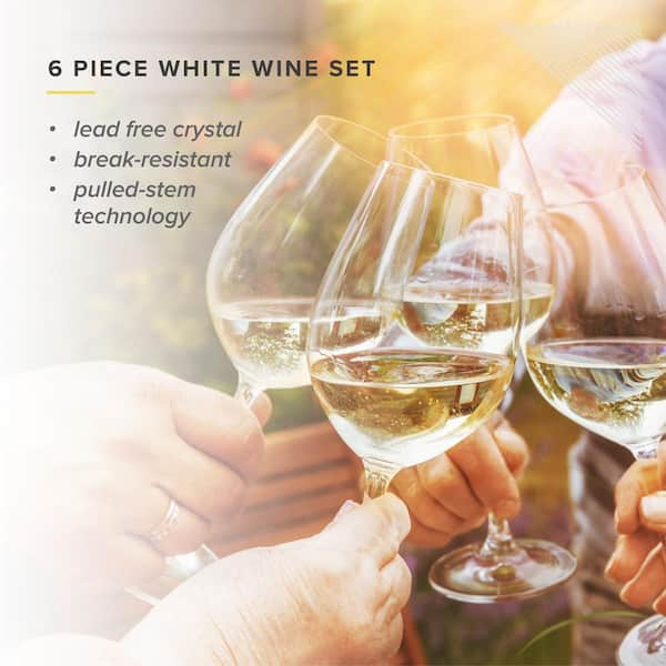 Colored Crystal Wine Glass Set of 6, Large Stemmed 12 oz Glasses, Great for  all Occasions