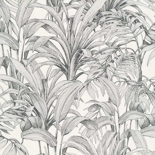 HOLDEN Aliare Palm Leaves White Textured Wallpaper (Cover 56 sq. ft.)