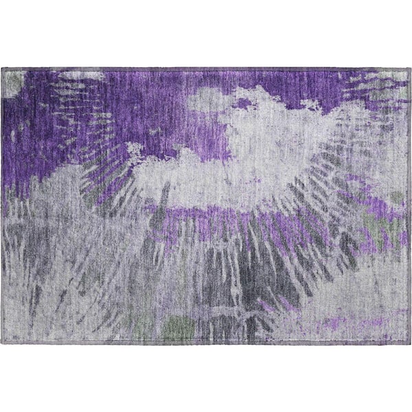Mayfield Premium Machine Washable Indoor/Outdoor Geometric AMF645 Purple 1 ft. 8 in. x 2 ft. 6 in. Area Rug