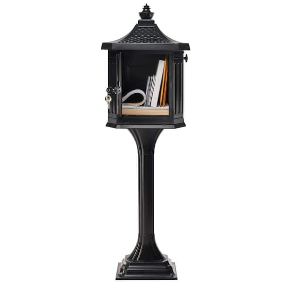 Pedestal All-in-One, Large, Aluminum, Locking, Mailbox & Post Combo, Black Pedestal All-in-One, Large, Aluminum, Locking, Mailbox & Post Combo, Black