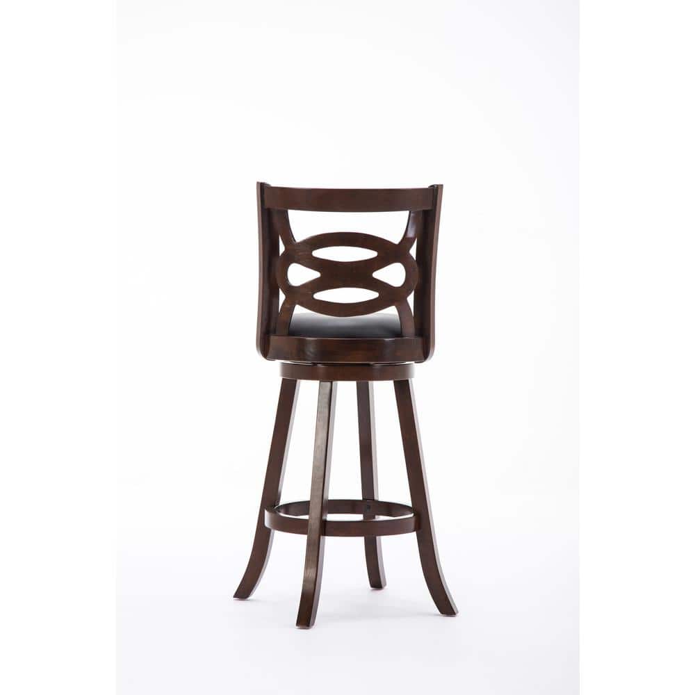 Cappuccino Leatherette 360 Swivel Wood Barstool