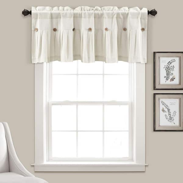 Linen Button Valance Off White Single 84x18+2