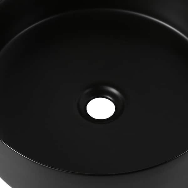 15.75 in. Vessel Round Ceramic Bathroom Art Sink in Matte Black