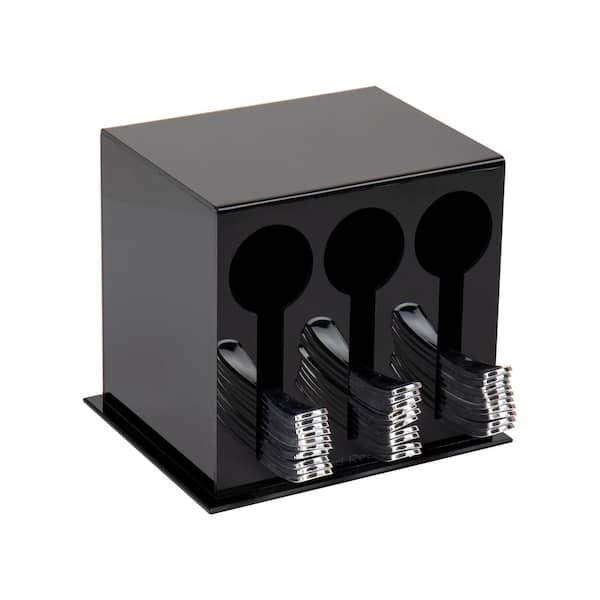 Mind Reader Black Plastic Utensil Dispenser Silverware Organizer with 3 Compartments