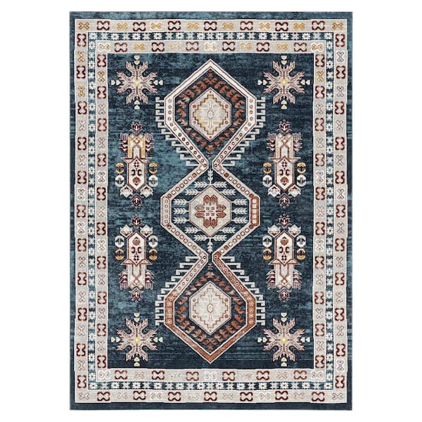 Everwash Treasure Creed Modern Geometric Machine Washable Area Rug, Brown/Beige - 6'6x9'2