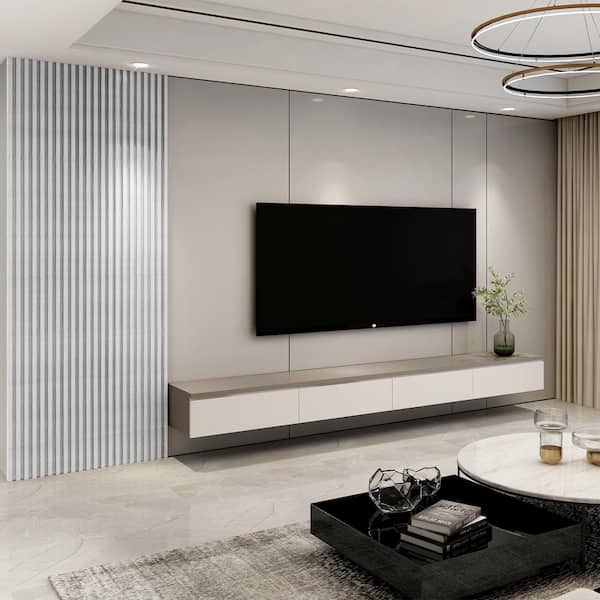Art3dwallpanels White 0.83 in. x 6 in. x 8 ft. Slat Water