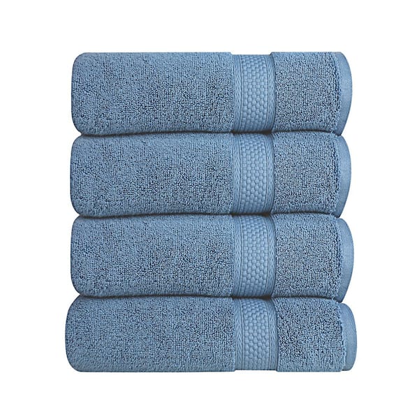 A1 Home Collections A1HC Wash Cloth 500 GSM Duet Technology 100% Cotton Ring Spun Bjou Blue 13 in. x 13 in. Quick Dry (Set of 4)