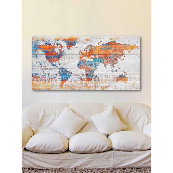Unbranded 12 in. H x 24 in. W "Warm World" by Parvez Taj Printed White Wood Wall Art