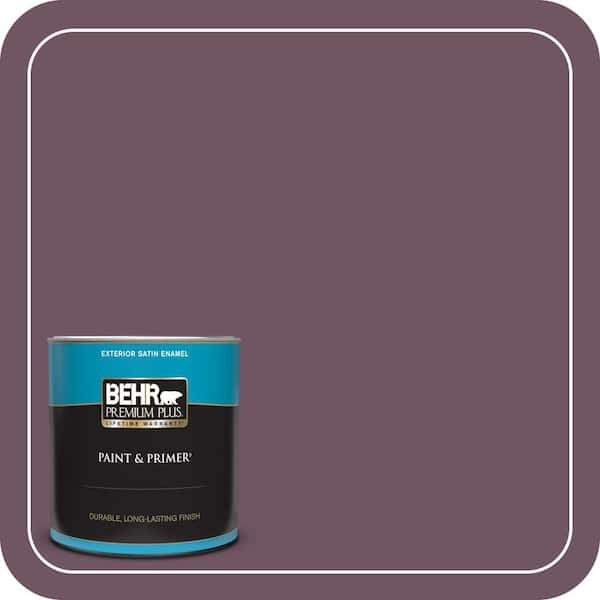 BEHR PREMIUM PLUS 1 qt. #S110-7 Exotic Eggplant Satin Enamel Exterior Paint & Primer