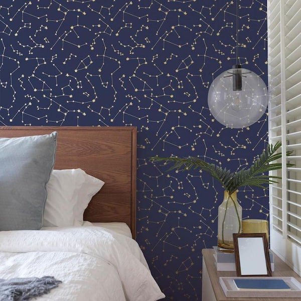 Navy Constellations Removable Peel and Stick Wallpaper Roll