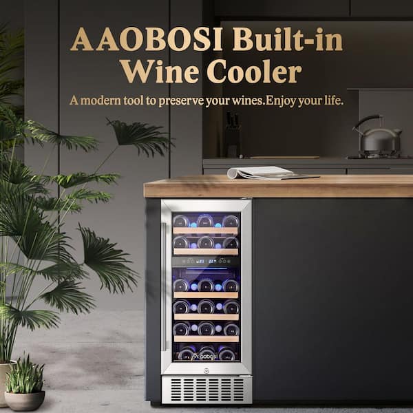 Dual Zone 15 in. 28-Bottle Built-In Wine and 30-Can Beverage Cooler Fridge with Beech Wood Shelves, Stainless Steel