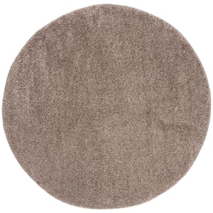 Solo Shag Brown 7 ft. x 7 ft. Round Solid Area Rug