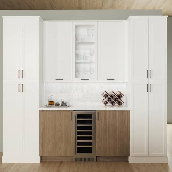 Hampton Bay Designer Series Edgeley Assembled 30x34 5x23 75 In Full Height Door Base Kitchen Cabinet In Driftwood Bf30 Eddw The Home Depot