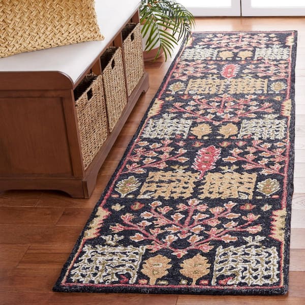 Aspen 2 X 9 Black/Red Oriental Runner Rug